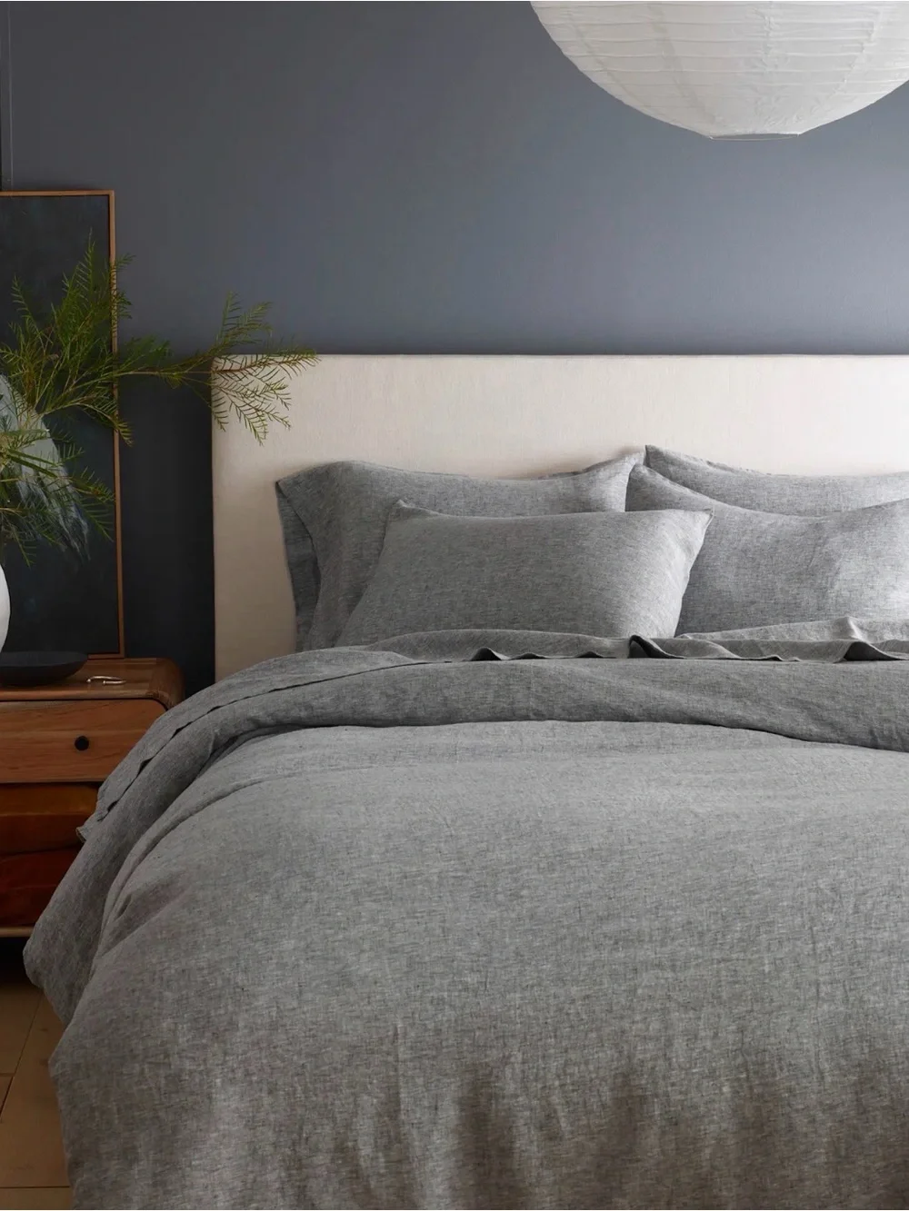 Quince NWOT European Linen Duvet Cover Set in Charcoal Chambray King/Cal King